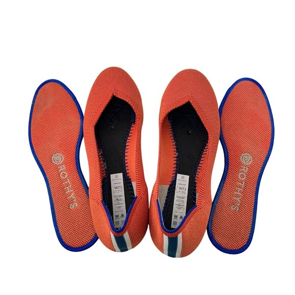 Rothys Womens Orange Loafer Flats Size 7.5 Sustainable Knit Material Lightweight - Picture 8 of 16
